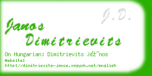 janos dimitrievits business card